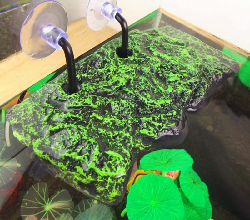 Hffheer Turtle Basking PU Foam Fish Floating Island Floating Turtle Pier Reptile Ramp Terrapin Dock Floating Turtle Pier with Suction Cup for Amphibious Animals(L) - Image 2